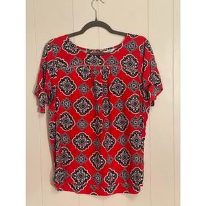 Women’s Crown & Ivy red‎ geometric blouse